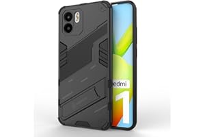 SEAHAI Funda para Xiaomi Redmi A1 / Xiaomi Redmi A2 Estuche, Carcasa de Antigolpes [Rugged Armour] Soporte Plegable Oculto Silicona TPU Bumper Anti-Caída Case - Negro