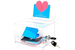 KAFENDA Clear Donation Box with Lock,Ballot Box with Sign Holder,Suggestion Box Storage Container for Voting, Raffle Box,Tip Jar 6.2" x 4.6" x 4.0"