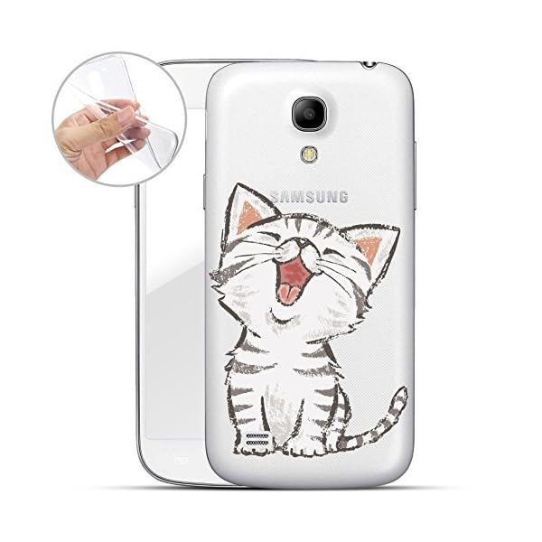 Finoo | Samsung Galaxy S4 Mini Weiche Flexible Silikon-Handy-Hülle | Transparente TPU Cover Schale mit Motiv | Tasche Case Etui mit Ultra Slim Rundum-Schutz | Kleine Katze