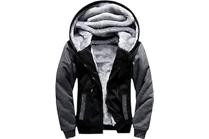 LLdress Sweat Jacket Men's Winter Hoodie Warm Hooded Jacket Fleece Lined Hoodie Winter Jacket with Pockets
