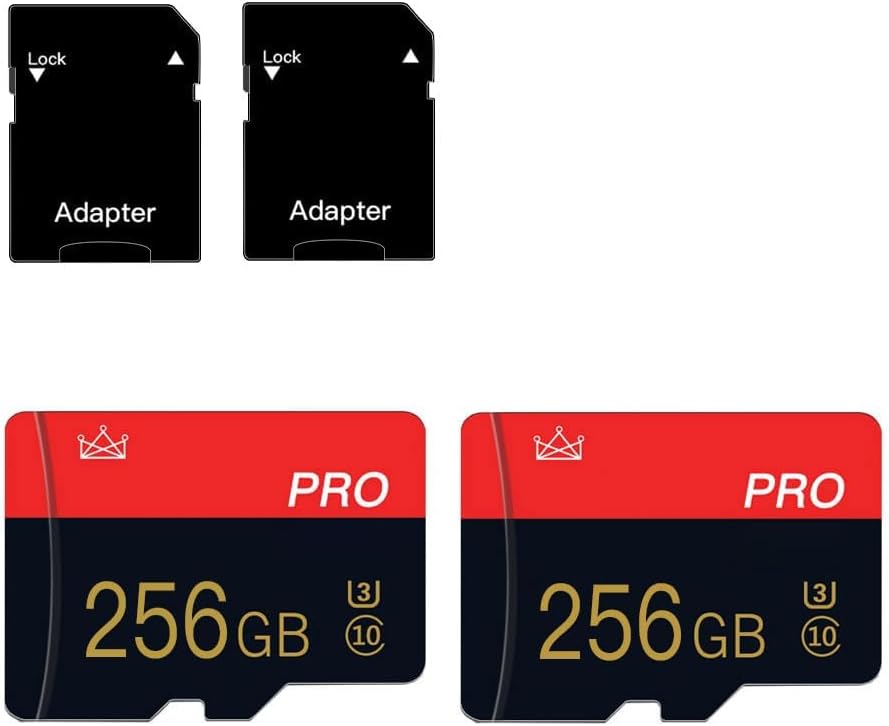 2 Pack Micro Memory Card 256GB Class 10 TF Card with Adapter High Speed Memory Card for Tablet,Camera,Drone