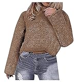 iHENGH Neujahrs Karnevalsaktion Damen Winter Warm Bequem Hohe Kragen Sexy Stilvoll Umbilical Twist Lässig Slim Dicker Strickpullover Pullover