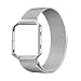 Produktbild Fitbit Blaze Armband + Frame, Milanese Schlaufe Edelstahl Smart Watch Armbänder mit Magnet-Verschluss(ohne Schnalle) und Metallrahmen von einBand für Fitbit Blaze Smart Fitness Watch Von einBand, Silber, Large