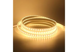 KISUFU 220V Tiras LED,COB SMD 2835 120 LEDs/m,Cada Corte de 1m,IP65 Impermeable,LED Cocina Lights para Escalera de Techo Blancas Tira, gabinete, armario y más, cocina.1M,Blanco cálido