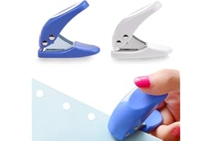 MOAMUN 2 Pièces Mini perforatrice 1 Trou, Portatif Perforeuse 1 Trou pour Une Ouverture De 6mm, Capacité De 10 Feuilles Poinconneuse Papier pour Bricolage Albums De Découpage Papeterie(Bleu Blanc)