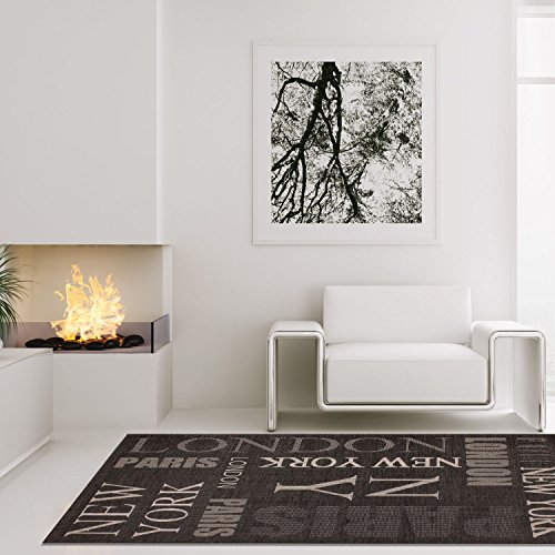 Teppich Modern Designer Wohnzimmer Villa Sisal New York Anthrazit Grau 80x150 cm