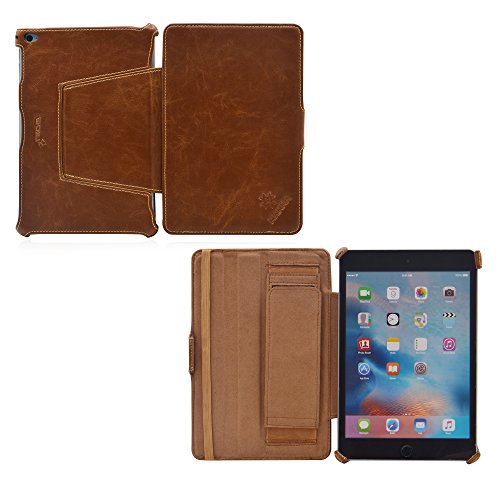 MANNA Schutzh  lle f  r iPad mini 4   Kunstleder  braun   Autosleep-Funktion   EasyStand   Cleverstrap