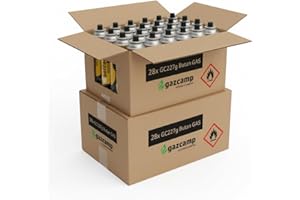 Gazcamp EXGAS, Gaskartusche, Gaskartuschen, Butan, MSF-1a Bajonett Ventil, 227g, Gaskocher, Campingkocher, Unkrautbrenner, Universaldruckgasdose, Camping, BBQ, Heimwerken, DIY (28 Kartuschen)