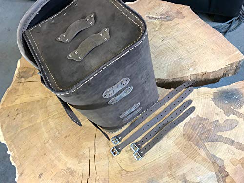 ORLETANOS Loki Brown Gepäckkoffer kompatibel mit Roller Sissybar Tasche Leder HD Harley Davidson Yamaha Suzuki Honda Kawasaki Chopper Gepäck Werkzeugtasche Case Topcase Koffer Satteltaschen