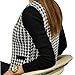 ipretty Women Houndstooth Jacket Short Zipper Cotton Coat Round Neck