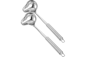 Healvian Lot de 2 louches à sauce en acier inoxydable - Louche à sauce avec bec verseur - Cuillères à sauce - Cuillères à sauce - Cuillères à soupe en acier inoxydable - 30 cm