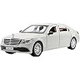 Magicwand 1:24 Scale Die-Cast Merrc-E-Class【Large】【Box Packing】 with 6 Openable Doors,Pull Back Action,Lights,Music 【Jasmine White】【Pack of 1】