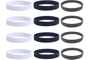 LEEQ Silikonarmband Gummi-12 Stück armband herren gummi armband Party-Zubehör – Weiß, Schwarz, Grau