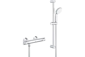 GROHE QUICKFIX, Precision Flow Miscelatore termostatico per doccia, con tecnologia Water Saving e GROHE Ecobutton, con manopola Vitalio Go, Cromo, 34841000