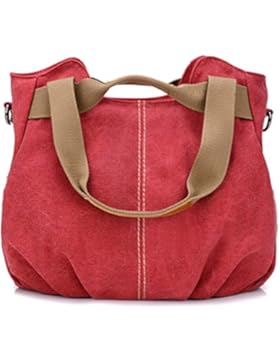 Damen Vintage Schultertasche Canvas Frauen Leinentasche