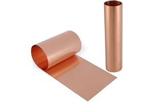 KWOKWEI Kupferblechrolle 0,1mm x 200mm x 1m, 99,9% Reines Kupferblech, Reines Kupfer Dünnes Blech Kupferplatten für Metalldächer, Hausreparatur, DIY-Handwerk, Kunstprojekte