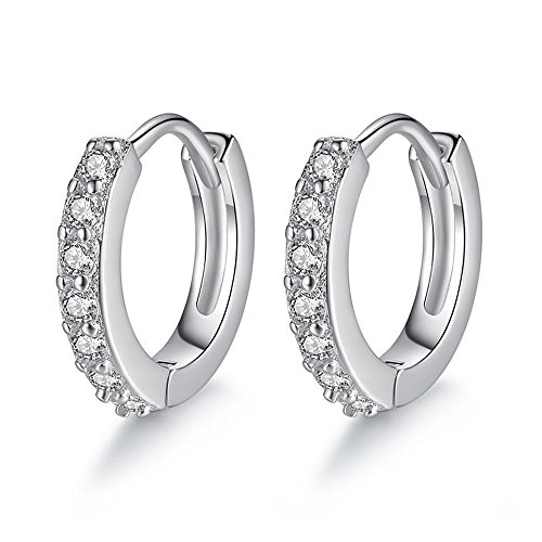 Epoch World Boucles D'Oreilles Créoles en Argent 925 - Idée Cadeau Saint Valentin Anniversaire, Femme Boucle d'Oreille Argent Oxyde de Zirconium