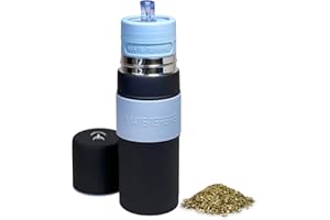 HERENCIA GAUCHA Termo autocebante, Mate listo, con sistema de autocebado para Mate - Tereré Argentino, Térmico, Portable (Termo500mlNegro) - Automate termo automático Negro.