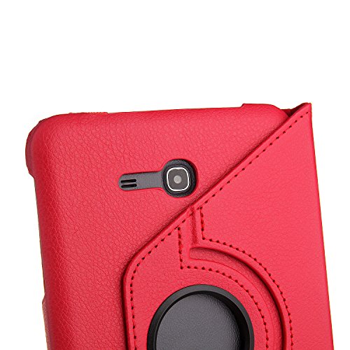 EnGive 360° Drehbares Ledertasche Schutzhülle Leder Tasche Samsung Galaxy Tab 3 7.0 Lite T110 T111 (7 Zoll) Hülle (Samsung Galaxy Tab 3 7.0 Lite, Rot) - 6