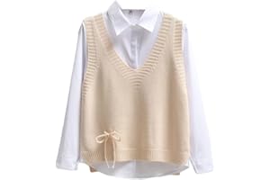 REHJJDFD Women Sleeveless Vest Solid Knitted V Neck Pullovers Jumper Top