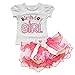 EFE Baby Girls 2pcs Birthday Outfits Top T Shirt Pink Ruffle Tutu Dress Petti Skirt Clothing Set Pink 12-18 Months