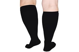 Nogsay Kompressionsstrümpfe für Damen Herren,20-30 mmHg Medizinisch Stützstrümpfe,Plus Size Kompressionssocken Kniestrümpfe für Ödeme Krampfader(Schwarz)