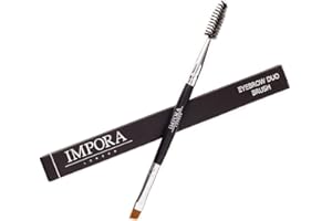 STUDIO 5 Duo Eyebrow Brush & Spoolie by Impora London. Flat, Angled Brush Perfect for Lining / Shaping Brows. Use with Gel, Cream or Powder Colours. Spoolie for Brows or Lashes.