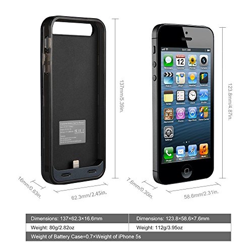 iPhone 5s Charger Case [Apple MFi Certified] iFansÂ® Slim Charger Case with 2400mAh Built-in Battery Pack for iPhone SE/5S/5 (120% Charge)