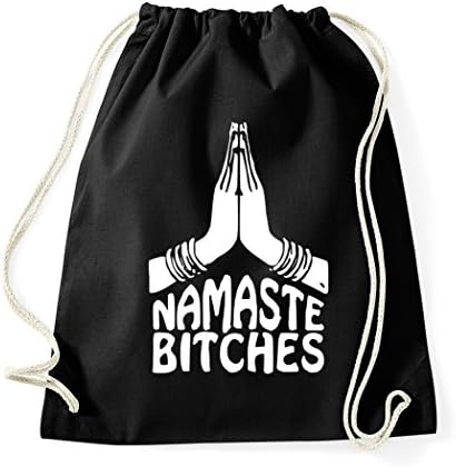 Youth Designz Gym Bag Pouch Cover Case with DESIGN/many different phrases &amp; Designs Jute Bag Sport Bag Backpack Bag Fashion Hipster, Unisex, NAMASTE