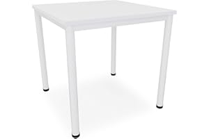 Dila GmbH Schreibtisch/Besprechungstisch in verschiedenen Größen und Farben weißes Metallgestell Konferenztisch Arbeitstisch (B: 80 cm x T: 80 cm, Weiß)