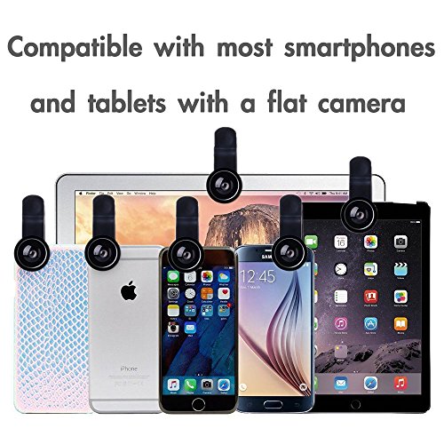 Expresstech @ 3 in 1 Lenti fotocamera Clip On Kit Lente fotografiche 198 Gradi Lenti Fish Eye + 0.63X Lente Grandangolo + 15x Obiettivo Macro per Cellulari iPhone 7 7 Plus iPhone 6S 6s Plus iPhone6 6 Plus Samsung Sony HTC LG Huawei e Altri Smartphone con una telecamera piatta
