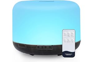 TENEVEAMO Difusor de Aceites Esenciales, 500ML Humidificador Aceites Esenciales Ultrasónico Sin BPA con Control Remoto y Luz LED de 7 Colores - Apagado Automático Sin Agua