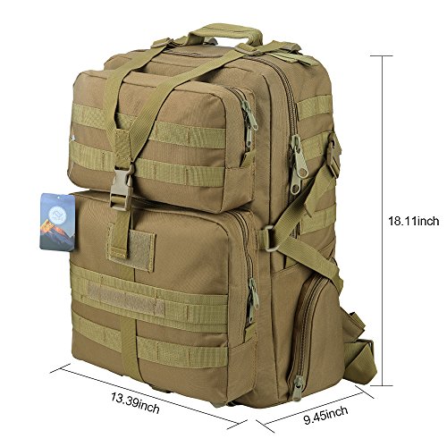 HUKOER 45L Military Tactical Rucksack Outdoor Trekking Backpack Waterproof Shoulder Bag Combat Pack for Traveling Hiking Hunting School with Large Capacity