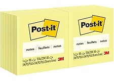 Post-it Notes Canary Yellow 654. 3 x 3 in (76 mm x 76 mm). Yellow Color - Sticky Notes For Note Taking, To Do Lists & Reminde