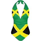 Biyejit Einteiliger Damen-Badeanzug V-Ausschnitt Neckholder ger scht hohe Taille Bauchkontrolle r ckenfrei  bergr e S-3XL