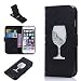 Produktbild iPhone 6Plus Hülle mit Ständer, SXUUXB 3D Creative Wein Tasse Style iPhone 6sPlus Shiny Schwimmend Liquid Treibsand Folio Flop Magnetische Falten Lederhülle Card Holder Schale mit ID Kartensteckplatz für Apple iPhone 6Plus/6sPlus 5,5 Zoll - Black x 1 Freie Halterung (Farbe Zufällig)