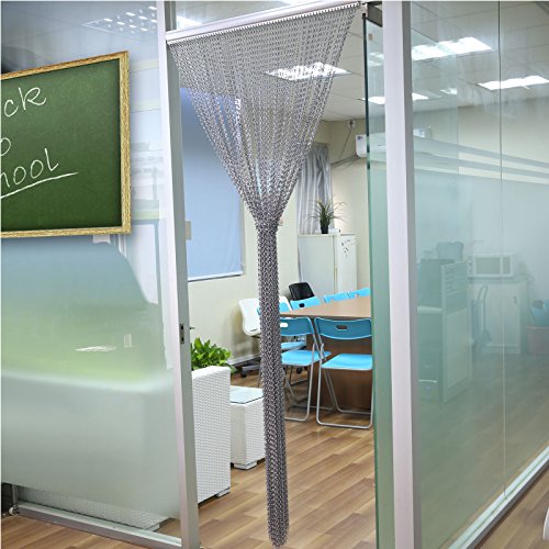 Voilamart Grau Aluminium Metal Türvorhang Kettenvorhang Fadenvorhang Raumteiler 90×214.5cm - 2