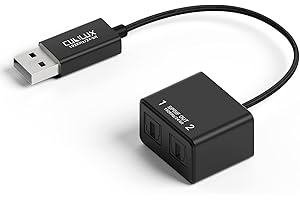 Cubilux USB A to Dual TOSLINK Optical Audio Splitter, USB Type A to Double SPDIF Converter, 2-Way S/PDIF Adapter Compatible with Lenovo, Dell, HP Laptop, Computer, Surface