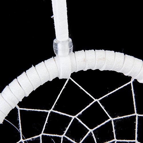 Traumfänger Handgemachte weiß Feder mit Clear Perlen Dreamcatcher Wand Hängende Dekoration - 6