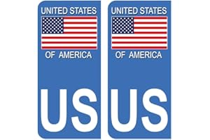 MON BLASON Autocollant Gauche Drapeau Stars and Stripes des Etats-Unis pour Plaque immatriculation Auto (9,8 x 4,5 cm)