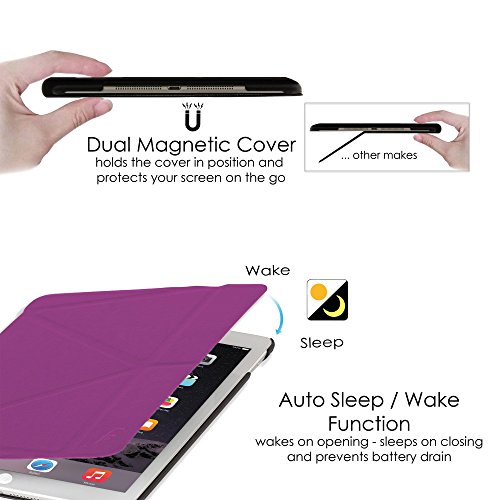 ForeFront Cases® Neue Origami Leder Hülle / Tasche / Case / Cover für Apple iPad Mini / iPad Mini Retina – Rundum-Geräteschutz und intelligente Auto-Sleep-Wake-Funktion mit 3-JAHRES-GARANTIE VON FOREFRONT CASES – inkl. Eingabestift und Displayschutz - 5