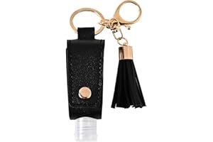 WPARHUS Hfior Lot de bouteilles de voyage 30 ml avec pompons en cuir porte-clé portable et anti-fuite en plastique réutilisable, pour désinfectant pour les mains, huile essentielle, récipients liquides