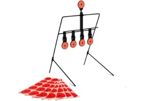 ADCSHOP Bersagli per tiro con 5 bianchi in acciaio – Compatibile con pistole e fucili ad airsoft, aria compressa e CO2 (4,5 mm e 5,5 mm) – fino a 20 J – Autoreset – Pieghevole – Include 60 adesivi