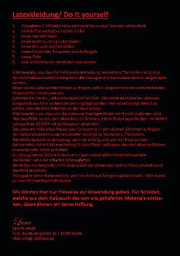Flüssiglatex 1 Liter LATEX Schwarz Rubber Latexmilch Naturgummi flüssig Gummi Gummimilch Latexbekleidung selbst herstellen - 2
