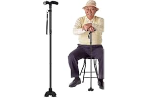 CUCUBA Bastone Pieghevole Da Passeggio Con Led 85/92cm Impugnatura Ergonomica Base Snodabile Antishock