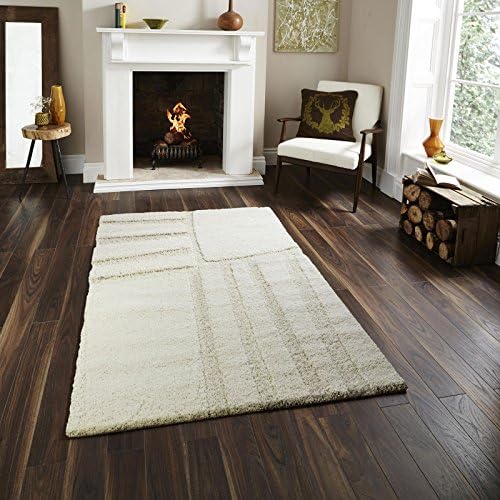 Taleta 5cm Height Pile Super Dense Shaggy Turkey 3D Effect High Low Area Rug Thick Soft Touch Polypropylene Carpet for Living Room bedroom,Cream,160x230cm