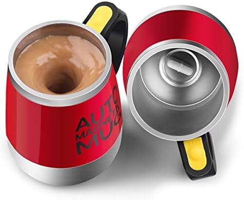 [Update]Stirring Coffee Mug Upintek Magnetic Self Stirring Mug Cup Electric Stainless Steel Auto Self Mixing Cup and Mug for Coffee Traveling Morning Office 450ml/15.2oz-Red