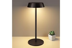 KableRika LED Tischlampe Kabellos, Dimmbar akku tischlampe aufladbar mit touch, 3 Farbtemperatur, 3000K Tragbare Tischleuchte USB-C für Innen, wohnzimmer, schlafzimmer, Abendessen, Lesen - Schwarz