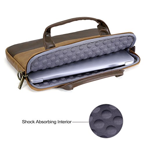 Laptoptasche 11.6 Zoll, Evecase Premium Doppelfarbige Umhängetasche mit Gepolstert Laptopfach, Fronttasche, Zubehörfach für Laptop bis 11,6 Zoll – Fuchs Braun - 4