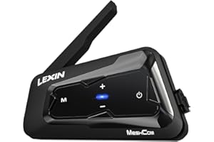 LEXIN MeshCom Interfono Moto MESH 3.0- Bluetooth 5.0 Interfono Moto, 2km Sistema di Comunicazione, Fino a 24 MotociclistiCondivisione della Musica, Multitasking Audio, Impermeabile